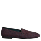 Dolce & Gabbana Maroon Glitter Lurex Logo Dress Loafers Shoes Dolce & Gabbana