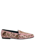 Dolce & Gabbana Pink Velvet Floral Embroidery Loafers Shoes Dolce & Gabbana