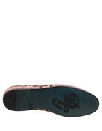 Dolce & Gabbana Pink Velvet Floral Embroidery Loafers Shoes - Eljoys Fashion 