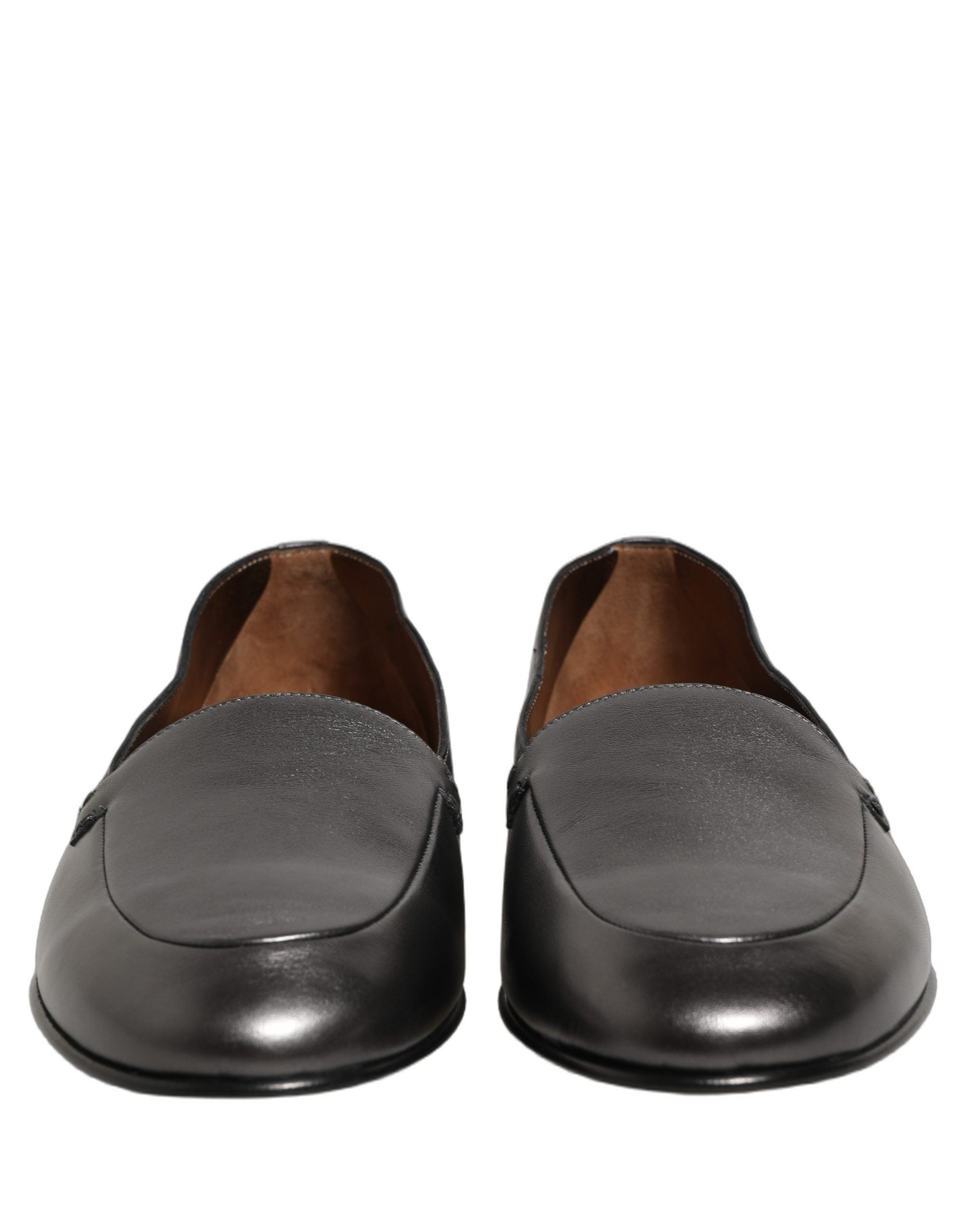 Dolce & Gabbana Silver Leather DG Logo Slip On Loafers Shoes Dolce & Gabbana