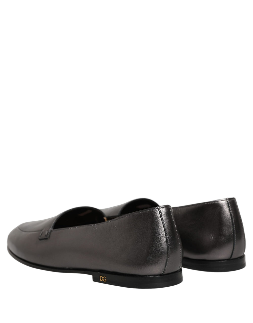 Dolce & Gabbana Silver Leather DG Logo Slip On Loafers Shoes Dolce & Gabbana