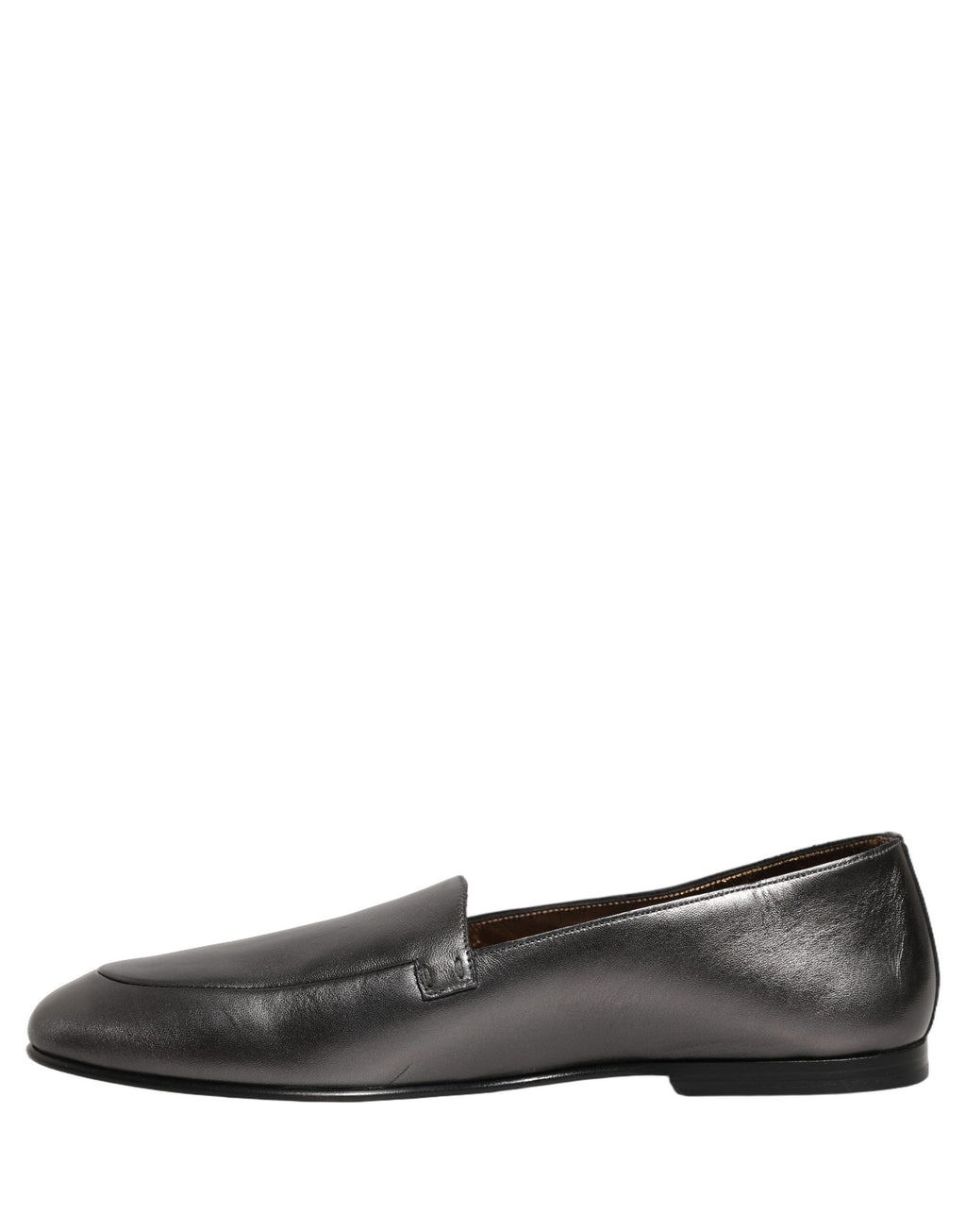 Dolce & Gabbana Silver Leather DG Logo Slip On Loafers Shoes Dolce & Gabbana