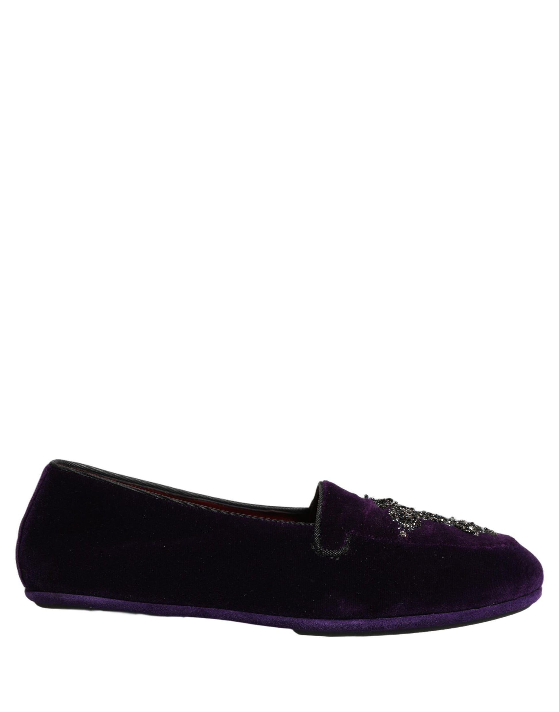 Dolce & Gabbana Violet Suede Embellished Dress Loafers Shoes Dolce & Gabbana