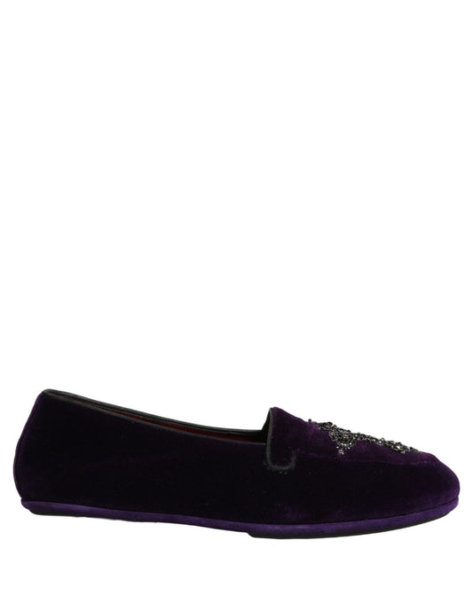 Dolce & Gabbana Violet Suede Embellished Dress Loafers Shoes Dolce & Gabbana