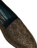 Dolce & Gabbana Gold Lurex Glitter Men Slip On Loafers Shoes Dolce & Gabbana