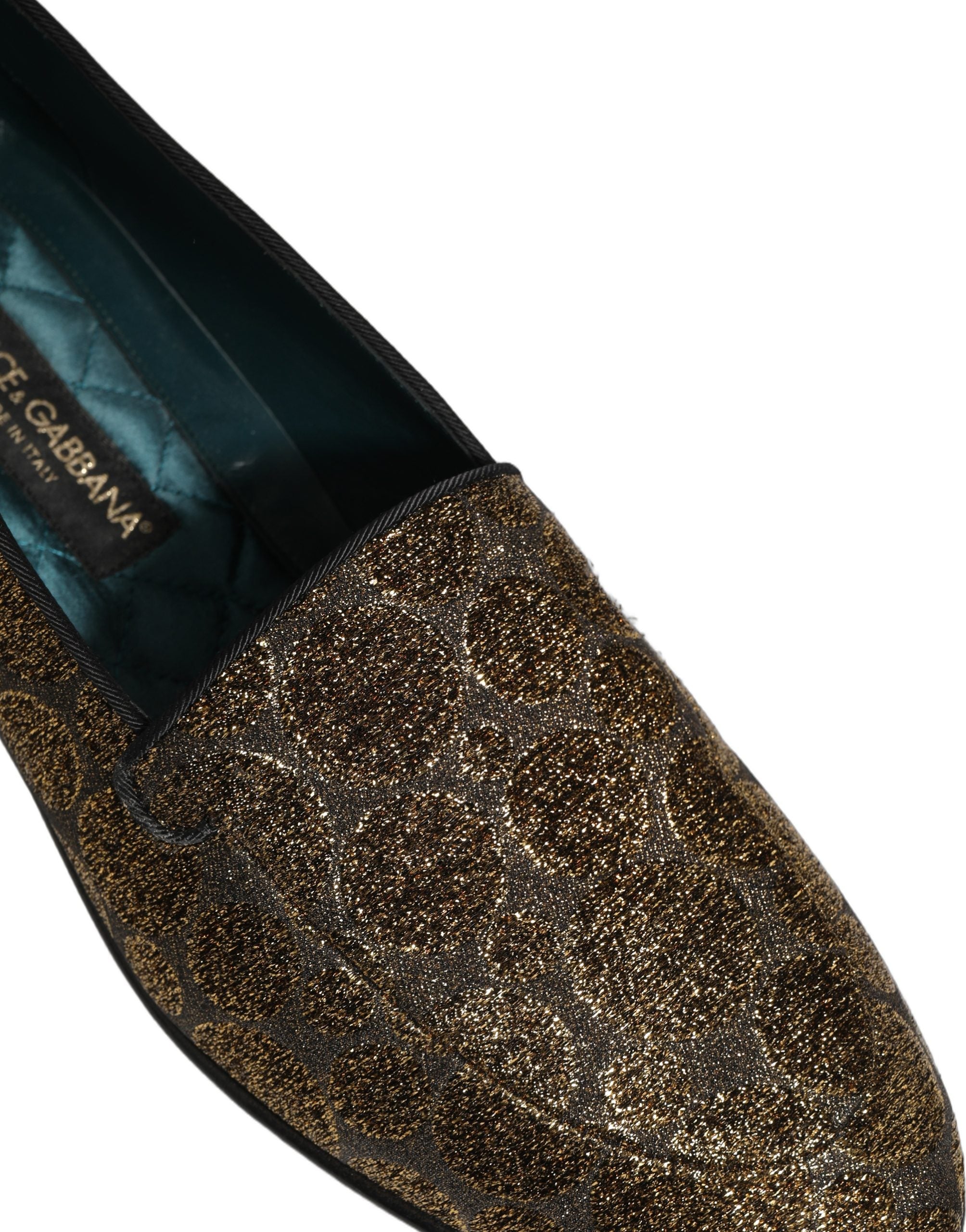 Dolce & Gabbana Gold Lurex Glitter Men Slip On Loafers Shoes Dolce & Gabbana
