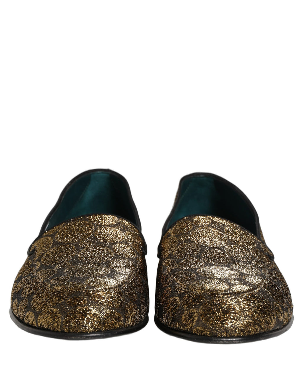 Dolce & Gabbana Gold Lurex Glitter Men Slip On Loafers Shoes Dolce & Gabbana