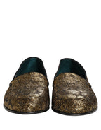 Dolce & Gabbana Gold Lurex Glitter Men Slip On Loafers Shoes Dolce & Gabbana
