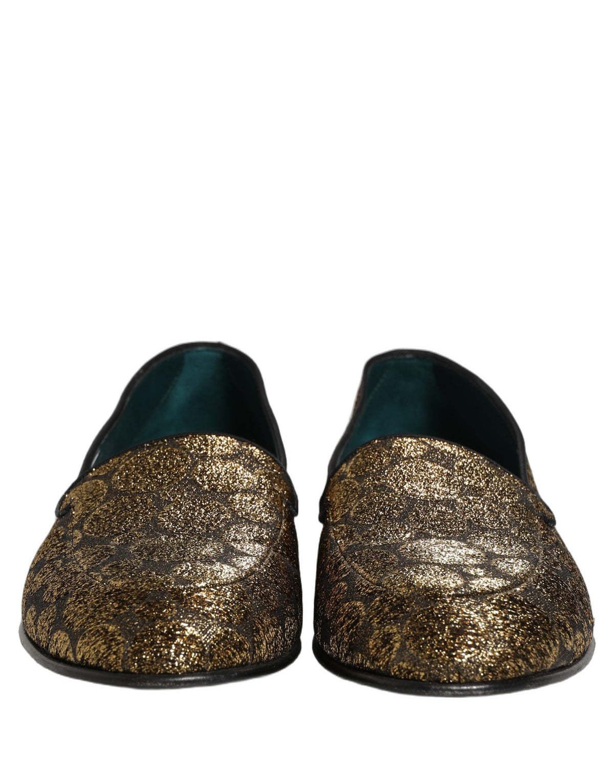 Dolce & Gabbana Gold Lurex Glitter Men Slip On Loafers Shoes Dolce & Gabbana