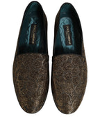 Dolce & Gabbana Gold Lurex Glitter Men Slip On Loafers Shoes Dolce & Gabbana