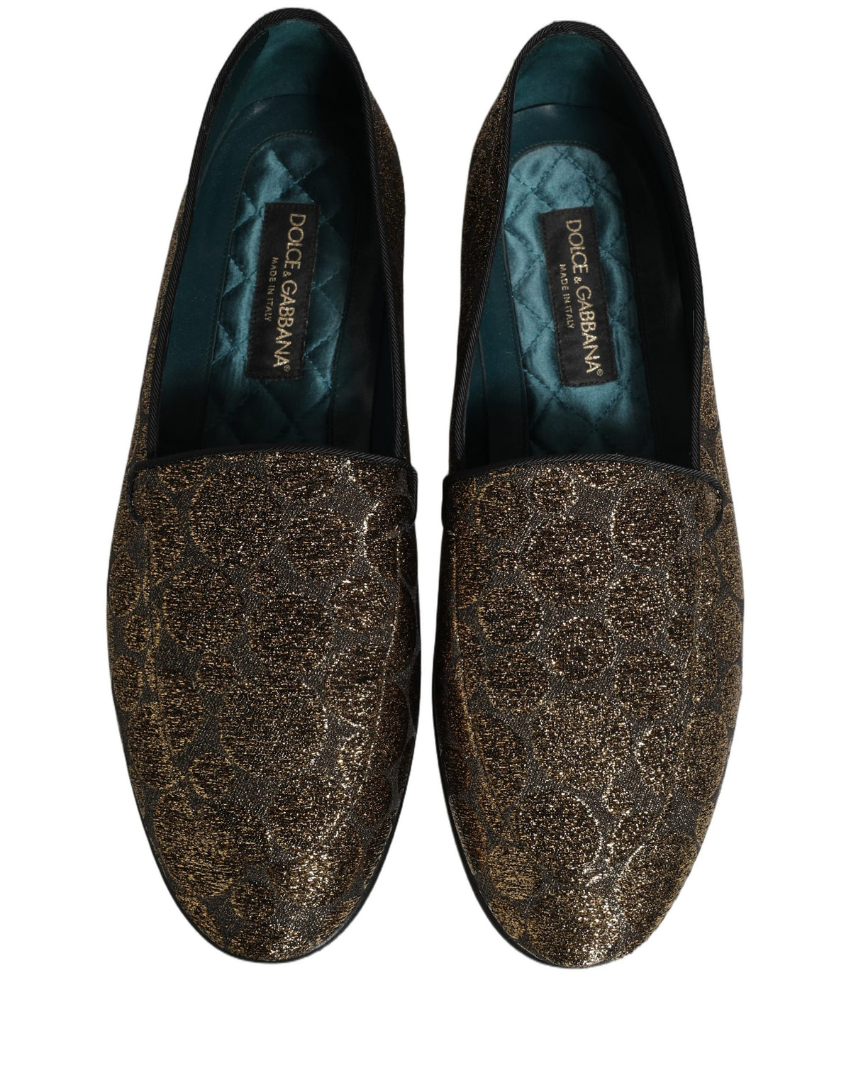 Dolce & Gabbana Gold Lurex Glitter Men Slip On Loafers Shoes Dolce & Gabbana