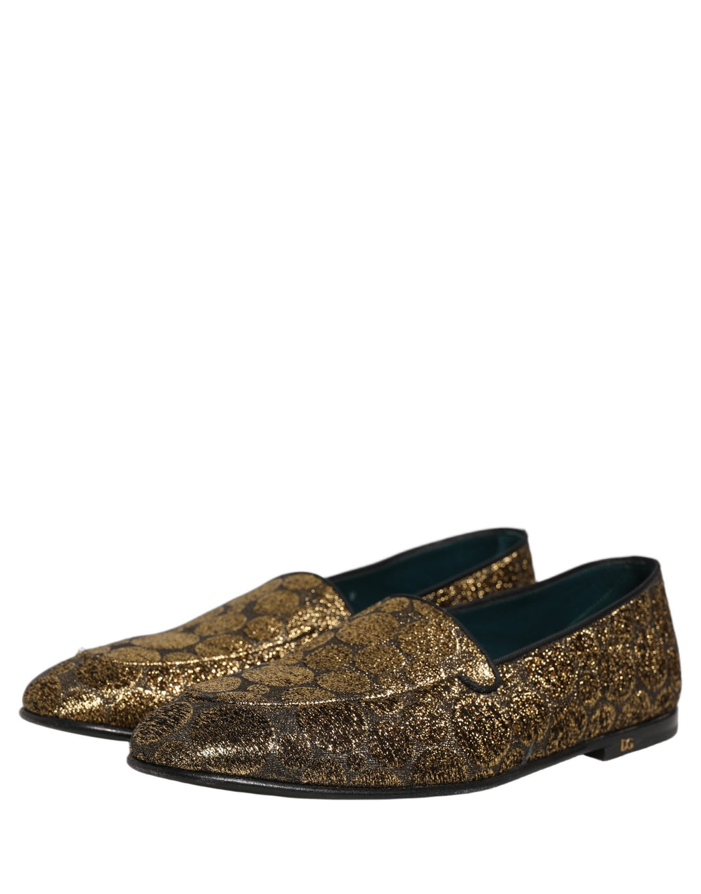 Dolce & Gabbana Gold Lurex Glitter Men Slip On Loafers Shoes Dolce & Gabbana