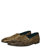 Dolce & Gabbana Gold Lurex Glitter Men Slip On Loafers Shoes Dolce & Gabbana
