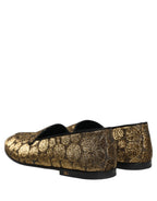 Dolce & Gabbana Gold Lurex Glitter Men Slip On Loafers Shoes Dolce & Gabbana
