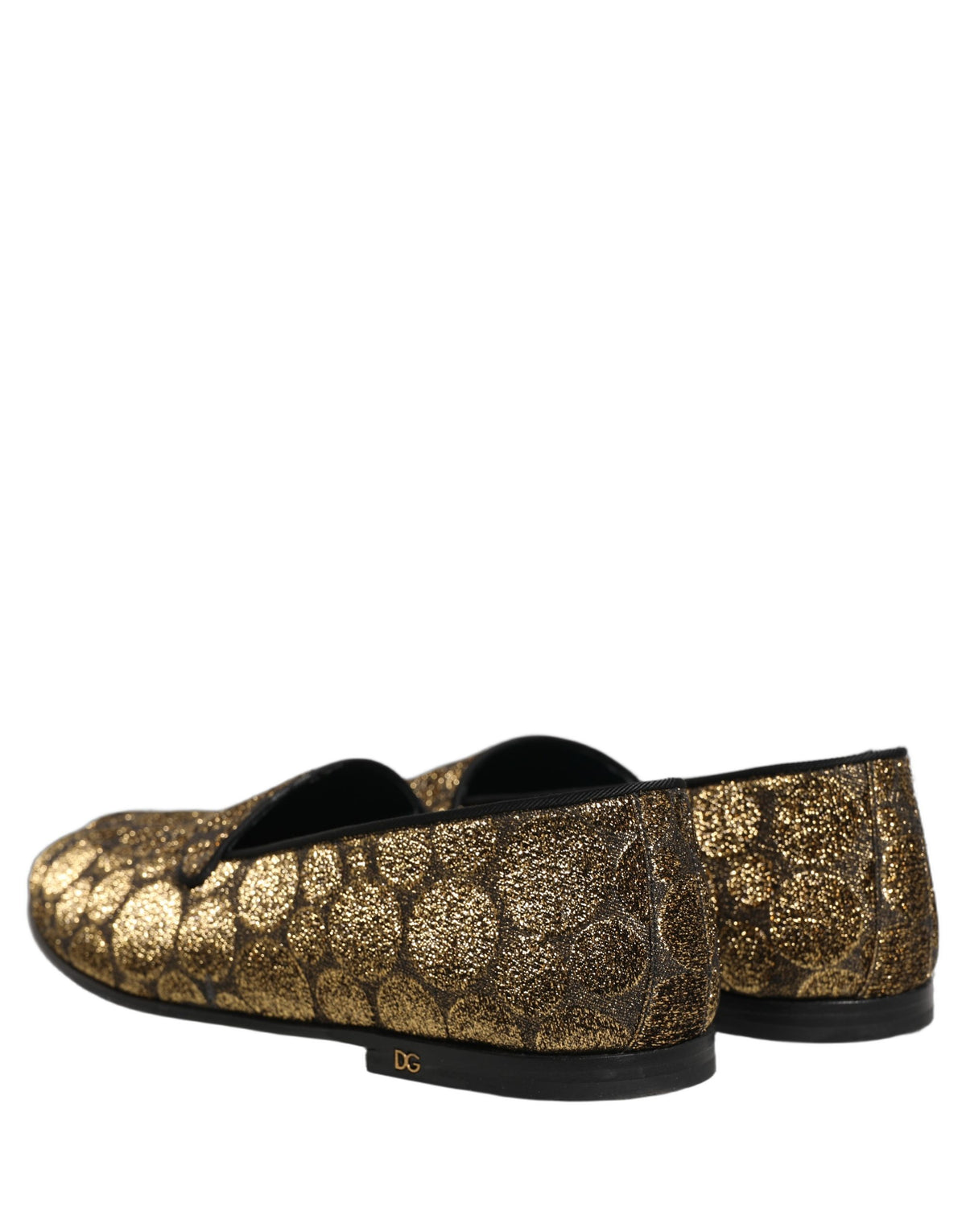 Dolce & Gabbana Gold Lurex Glitter Men Slip On Loafers Shoes Dolce & Gabbana