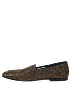 Dolce & Gabbana Gold Lurex Glitter Men Slip On Loafers Shoes Dolce & Gabbana