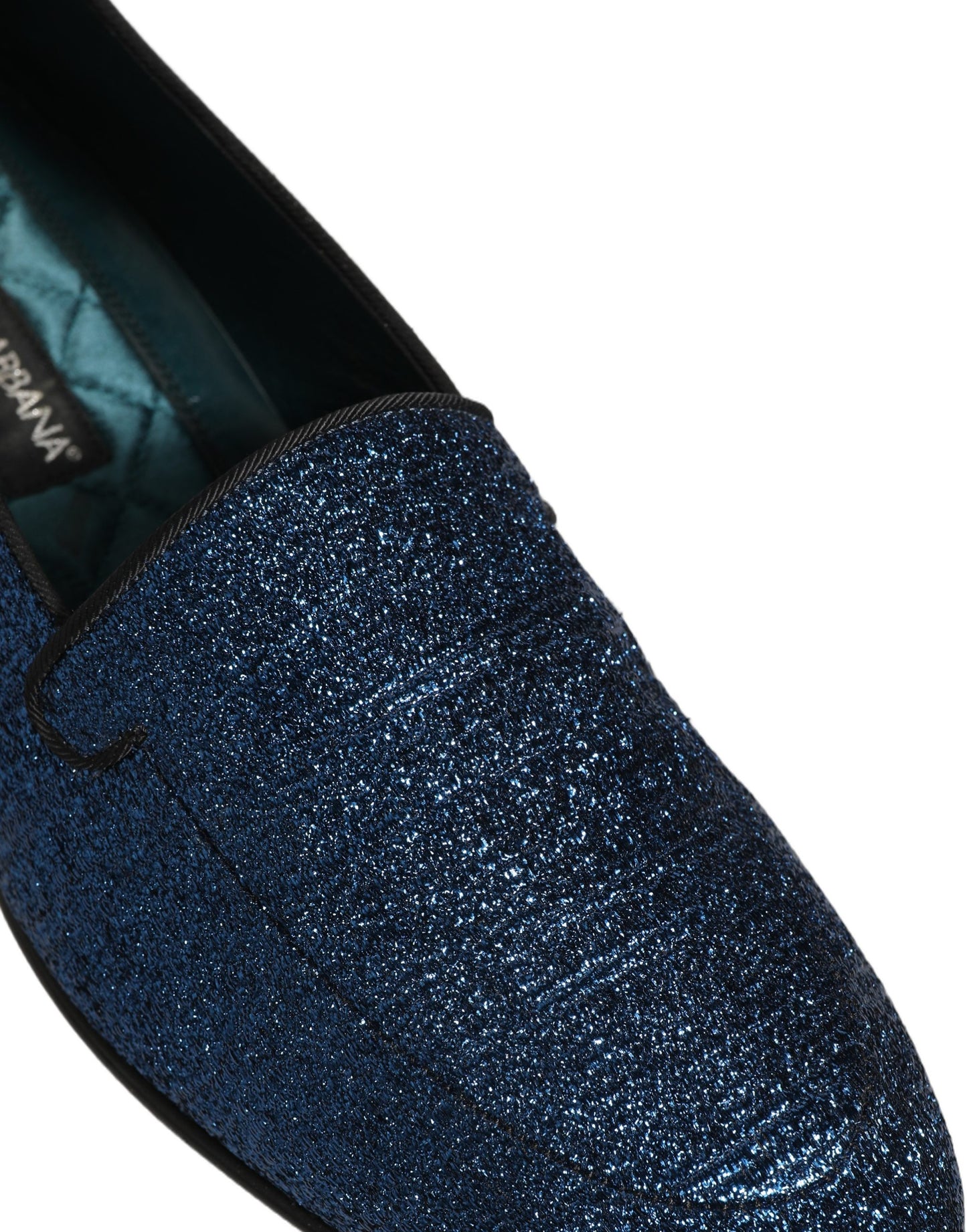 Dolce & Gabbana Blue Glitter Lurex DG Logo Dress Loafers Shoes Dolce & Gabbana