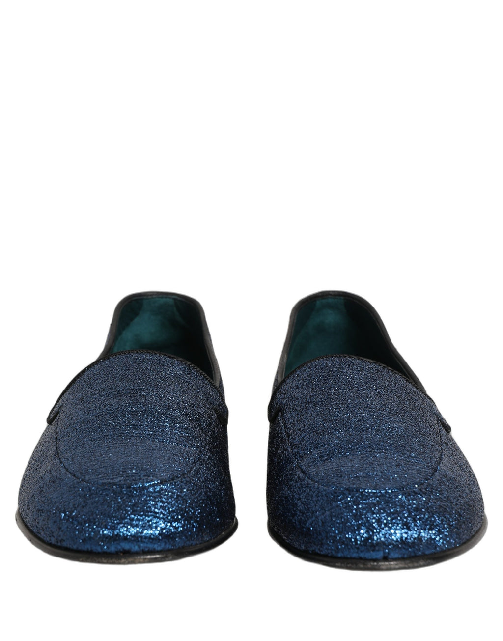 Dolce & Gabbana Blue Glitter Lurex DG Logo Dress Loafers Shoes Dolce & Gabbana