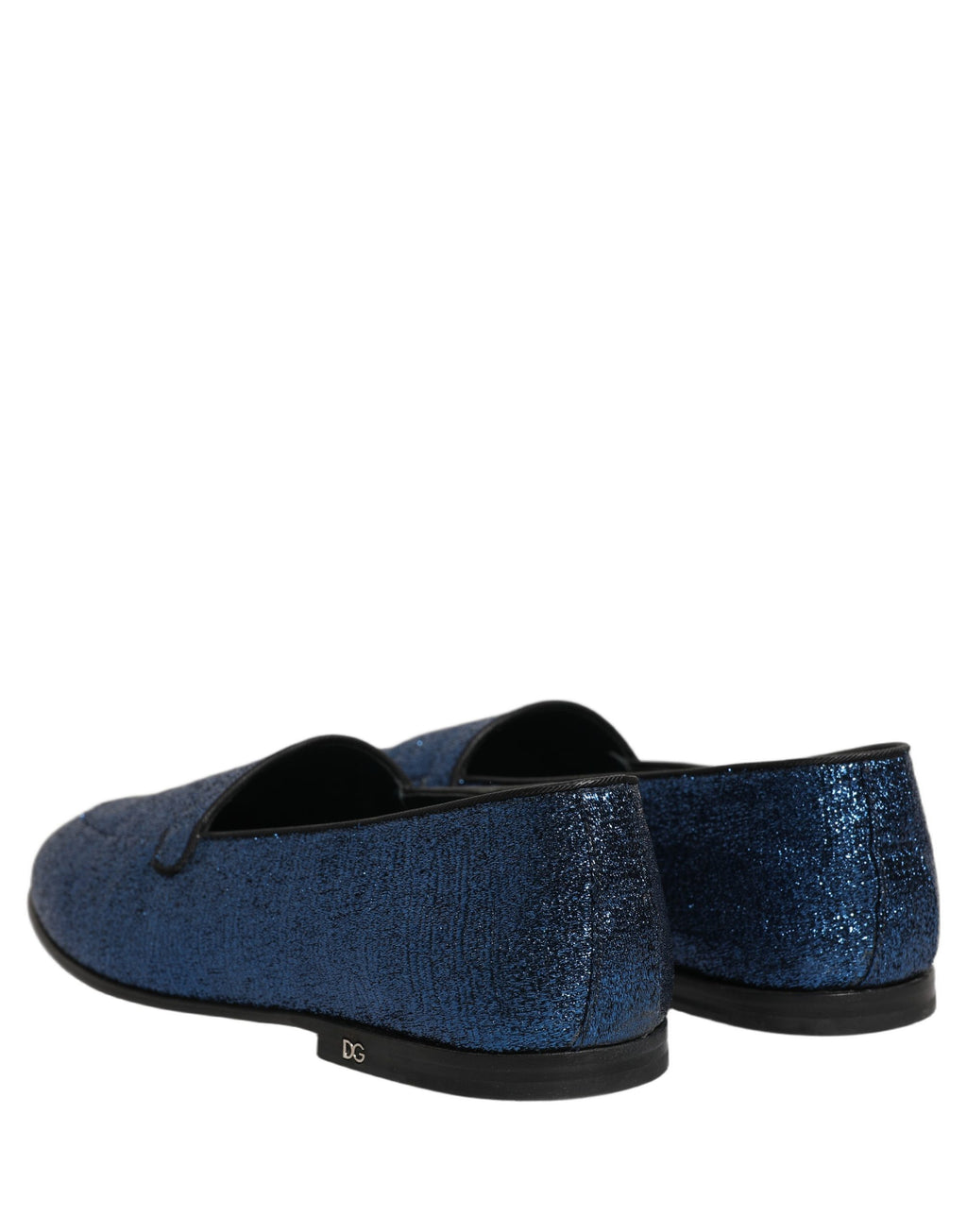 Dolce & Gabbana Blue Glitter Lurex DG Logo Dress Loafers Shoes Dolce & Gabbana