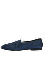 Dolce & Gabbana Blue Glitter Lurex DG Logo Dress Loafers Shoes Dolce & Gabbana