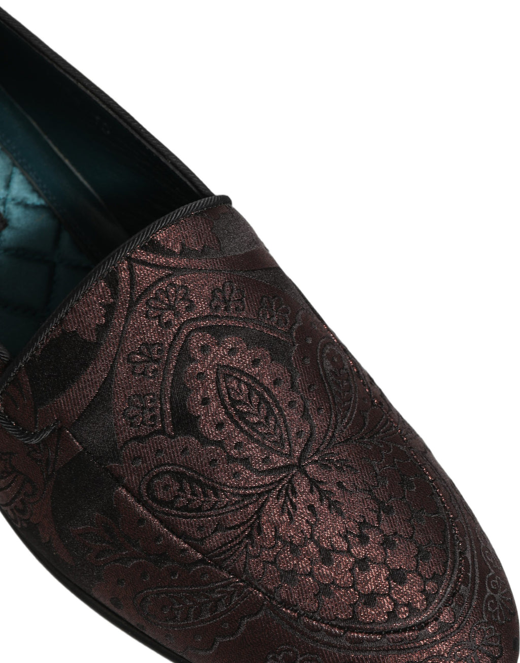 Dolce & Gabbana Maroon Jacquard Leather Slip On Loafers Shoes Dolce & Gabbana