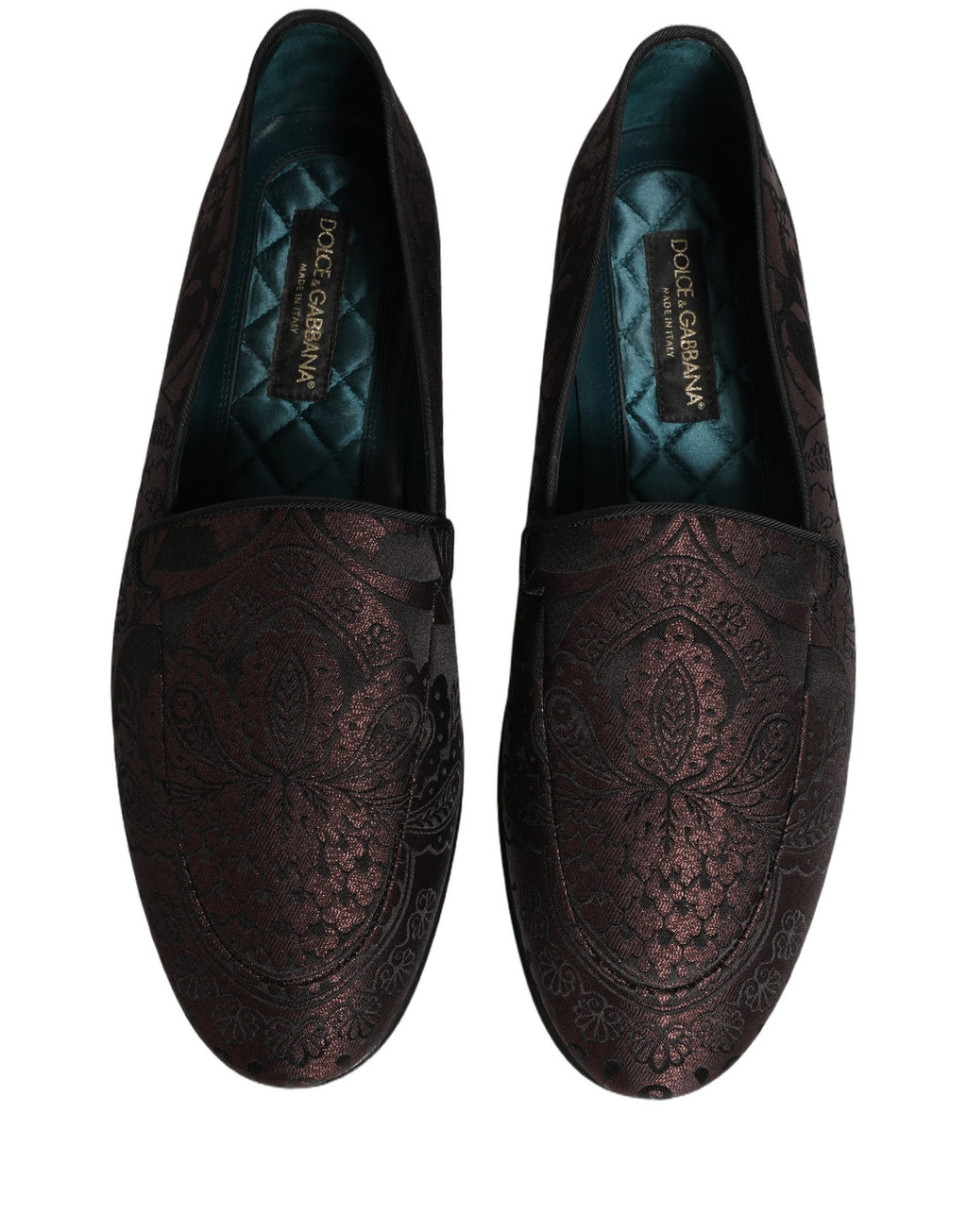 Dolce & Gabbana Maroon Jacquard Leather Slip On Loafers Shoes Dolce & Gabbana