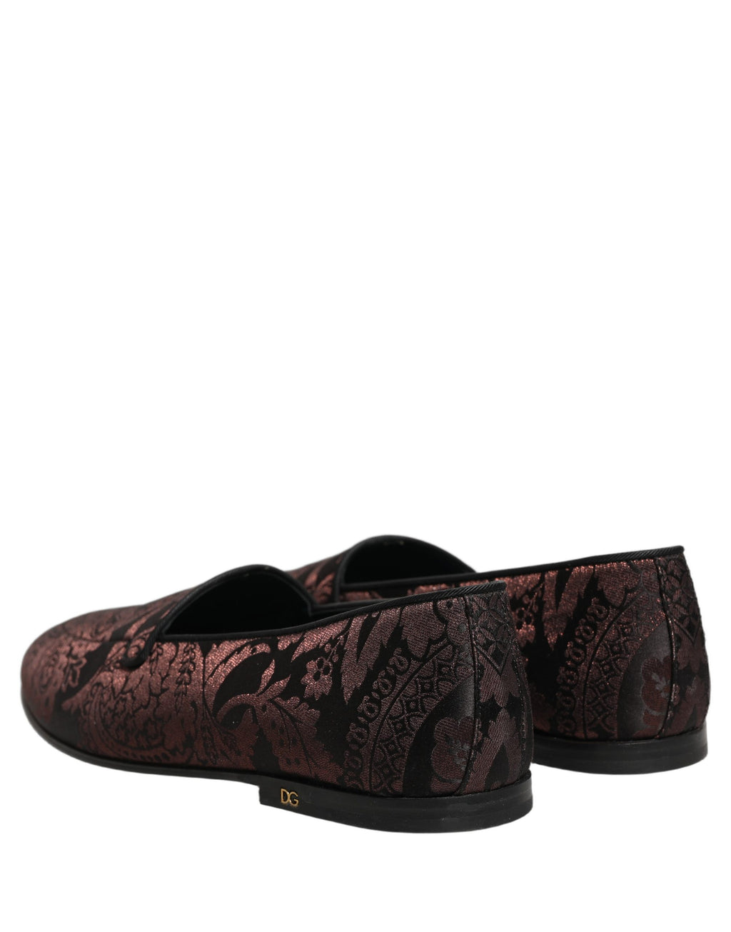 Dolce & Gabbana Maroon Jacquard Leather Slip On Loafers Shoes Dolce & Gabbana