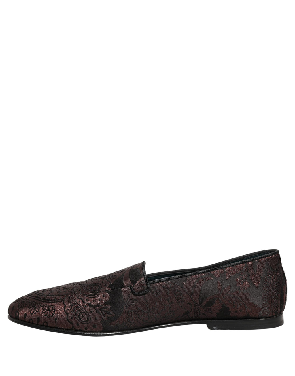 Dolce & Gabbana Maroon Jacquard Leather Slip On Loafers Shoes Dolce & Gabbana