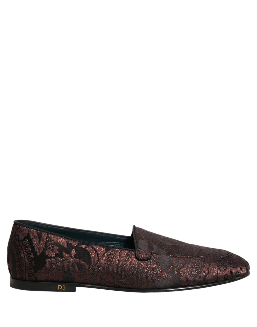 Dolce & Gabbana Maroon Jacquard Leather Slip On Loafers Shoes Dolce & Gabbana
