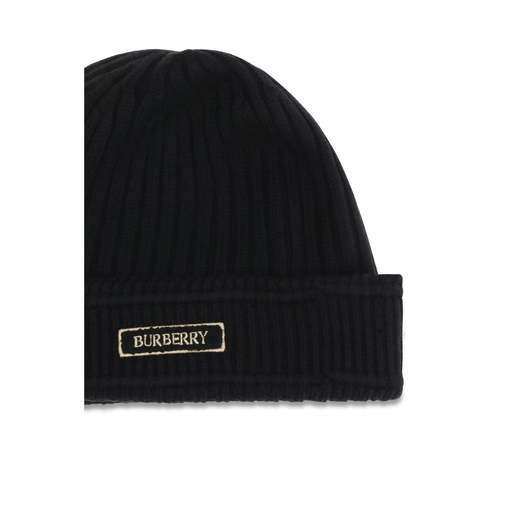 Burberry Black Wool Oves Aries Beanie Burberry