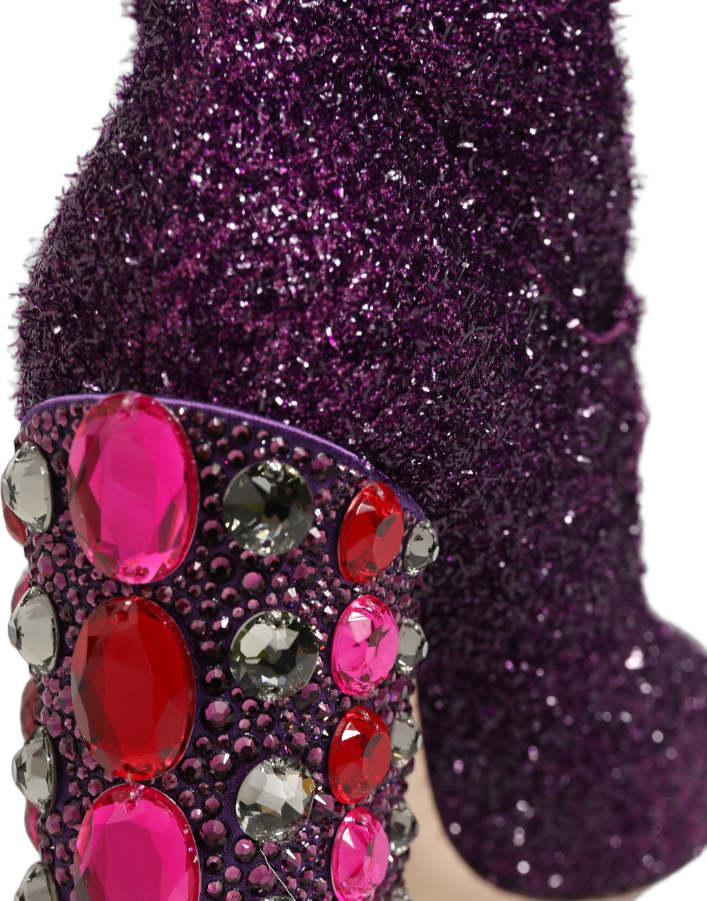 Dolce & Gabbana Purple Crystal Lurex Fantasy High Boots Shoes Dolce & Gabbana