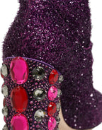 Dolce & Gabbana Purple Crystal Lurex Fantasy High Boots Shoes Dolce & Gabbana