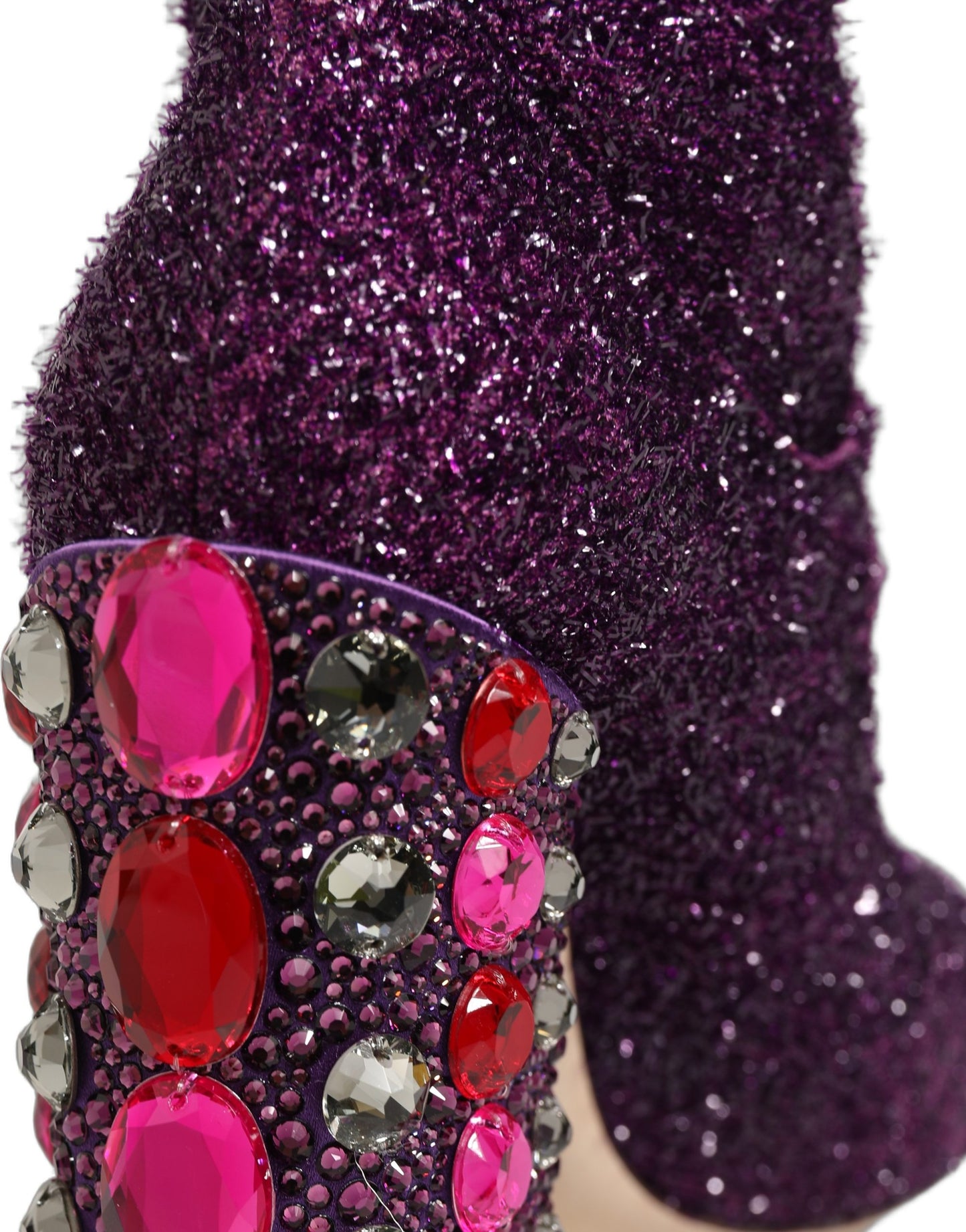 Dolce & Gabbana Purple Crystal Lurex Fantasy High Boots Shoes Dolce & Gabbana