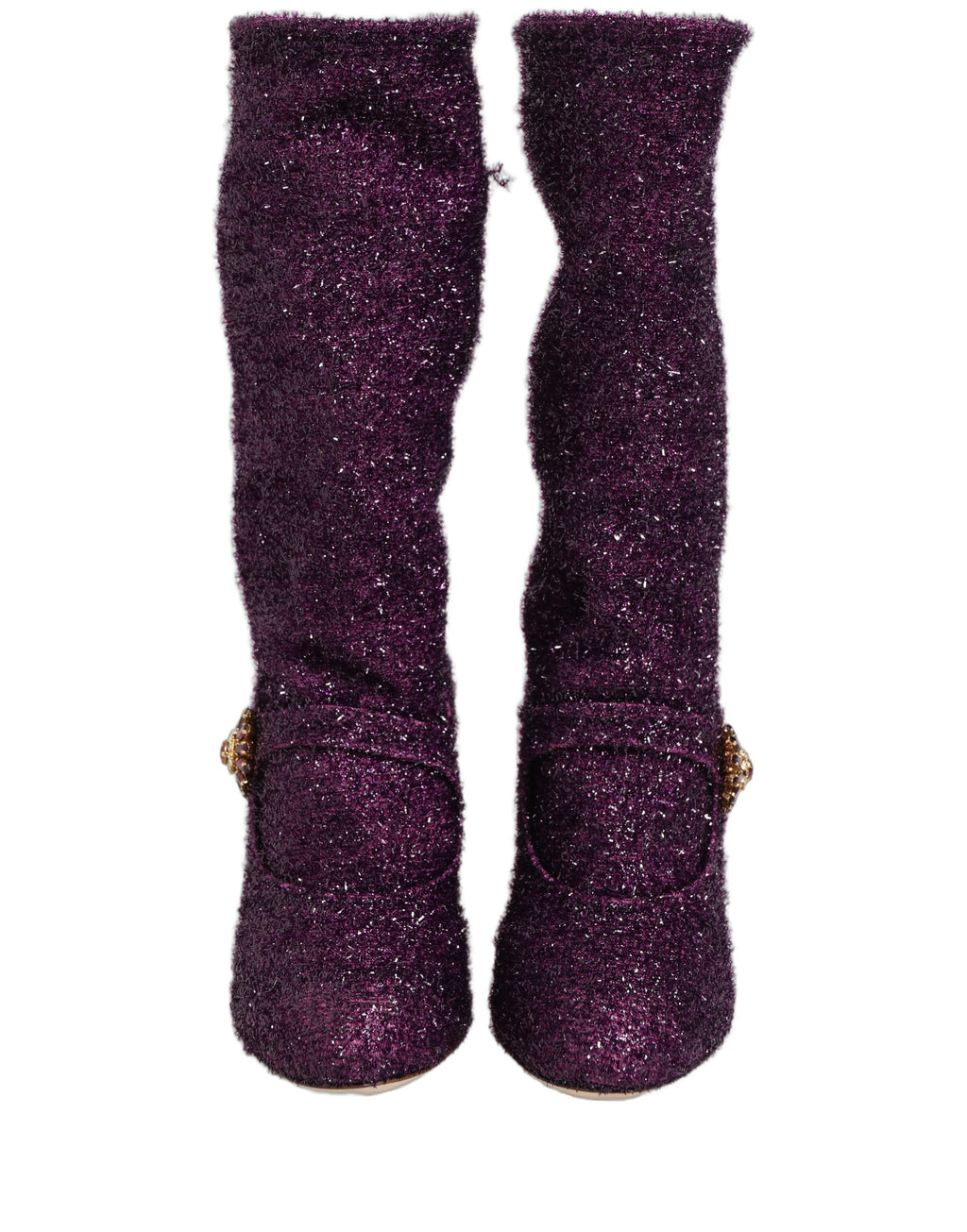 Dolce & Gabbana Purple Crystal Lurex Fantasy High Boots Shoes Dolce & Gabbana