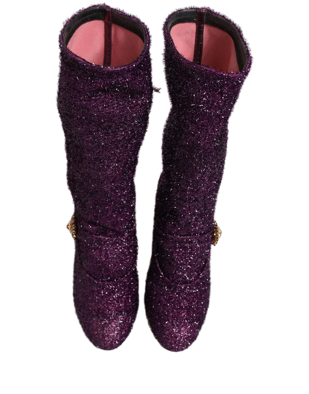 Dolce & Gabbana Purple Crystal Lurex Fantasy High Boots Shoes Dolce & Gabbana