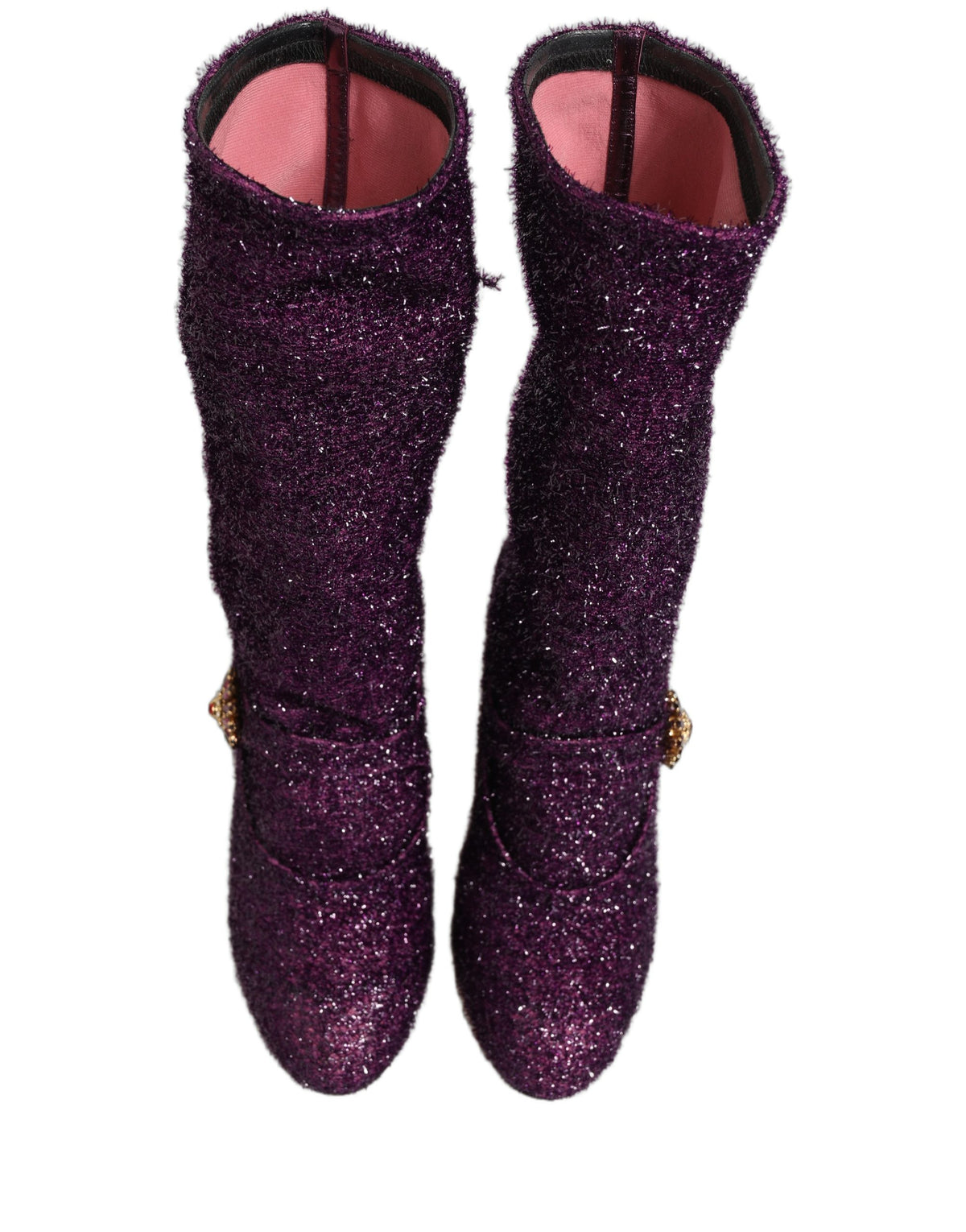 Dolce & Gabbana Purple Crystal Lurex Fantasy High Boots Shoes Dolce & Gabbana