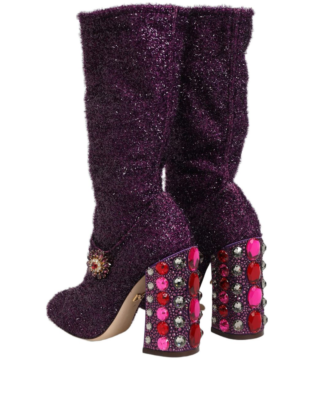 Dolce & Gabbana Purple Crystal Lurex Fantasy High Boots Shoes Dolce & Gabbana