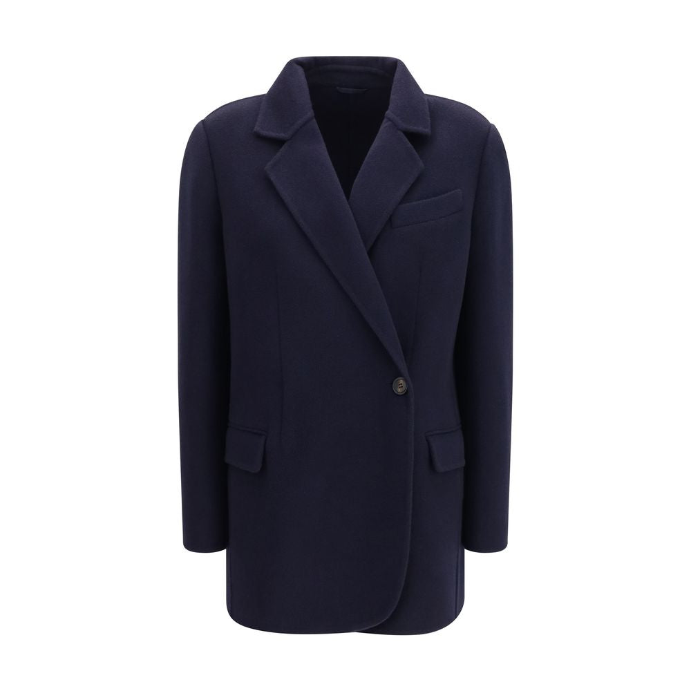 Brunello Cucinelli Blue Wool Oves Aries Full-Length Jacket Brunello Cucinelli