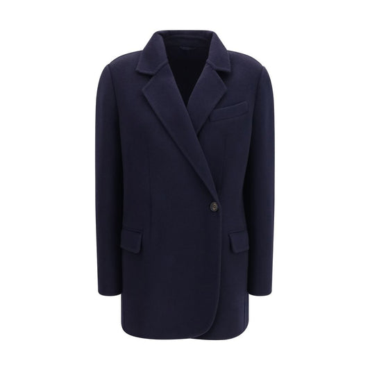 Brunello Cucinelli Blue Wool Oves Aries Full-Length Jacket Brunello Cucinelli