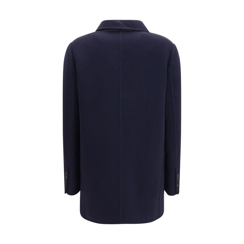 Brunello Cucinelli Blue Wool Oves Aries Full-Length Jacket Brunello Cucinelli