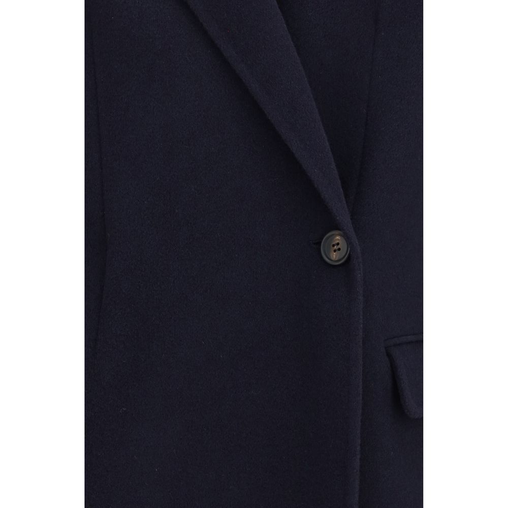 Brunello Cucinelli Blue Wool Oves Aries Full-Length Jacket Brunello Cucinelli