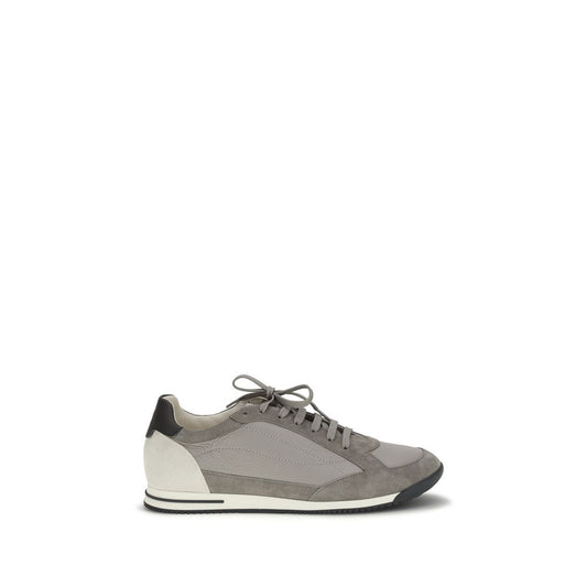 Brunello Cucinelli Gray Calf Leather Bos Taurus Sneakers Brunello Cucinelli