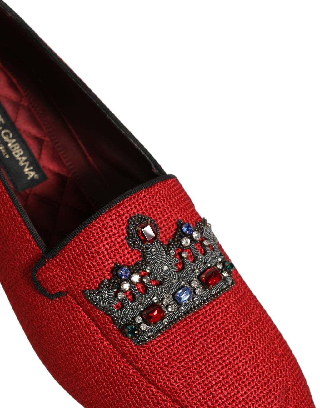 Dolce & Gabbana Red Crown Embellished Dress Loafers Shoes Dolce & Gabbana