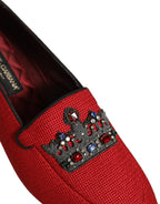 Dolce & Gabbana Red Crown Embellished Dress Loafers Shoes Dolce & Gabbana