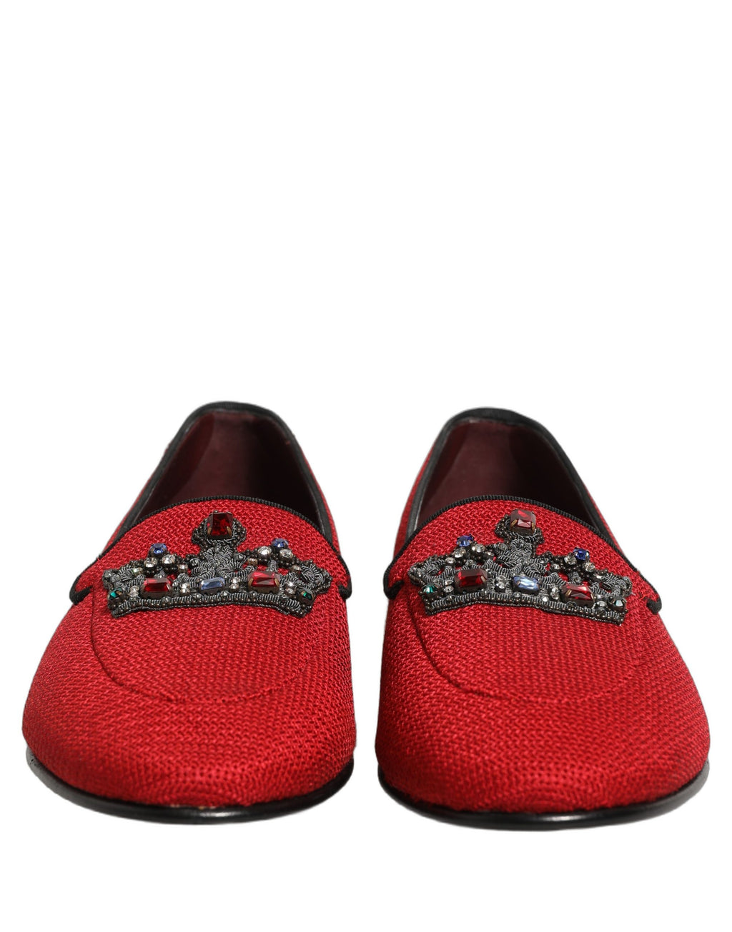 Dolce & Gabbana Red Crown Embellished Dress Loafers Shoes Dolce & Gabbana