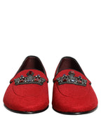 Dolce & Gabbana Red Crown Embellished Dress Loafers Shoes Dolce & Gabbana