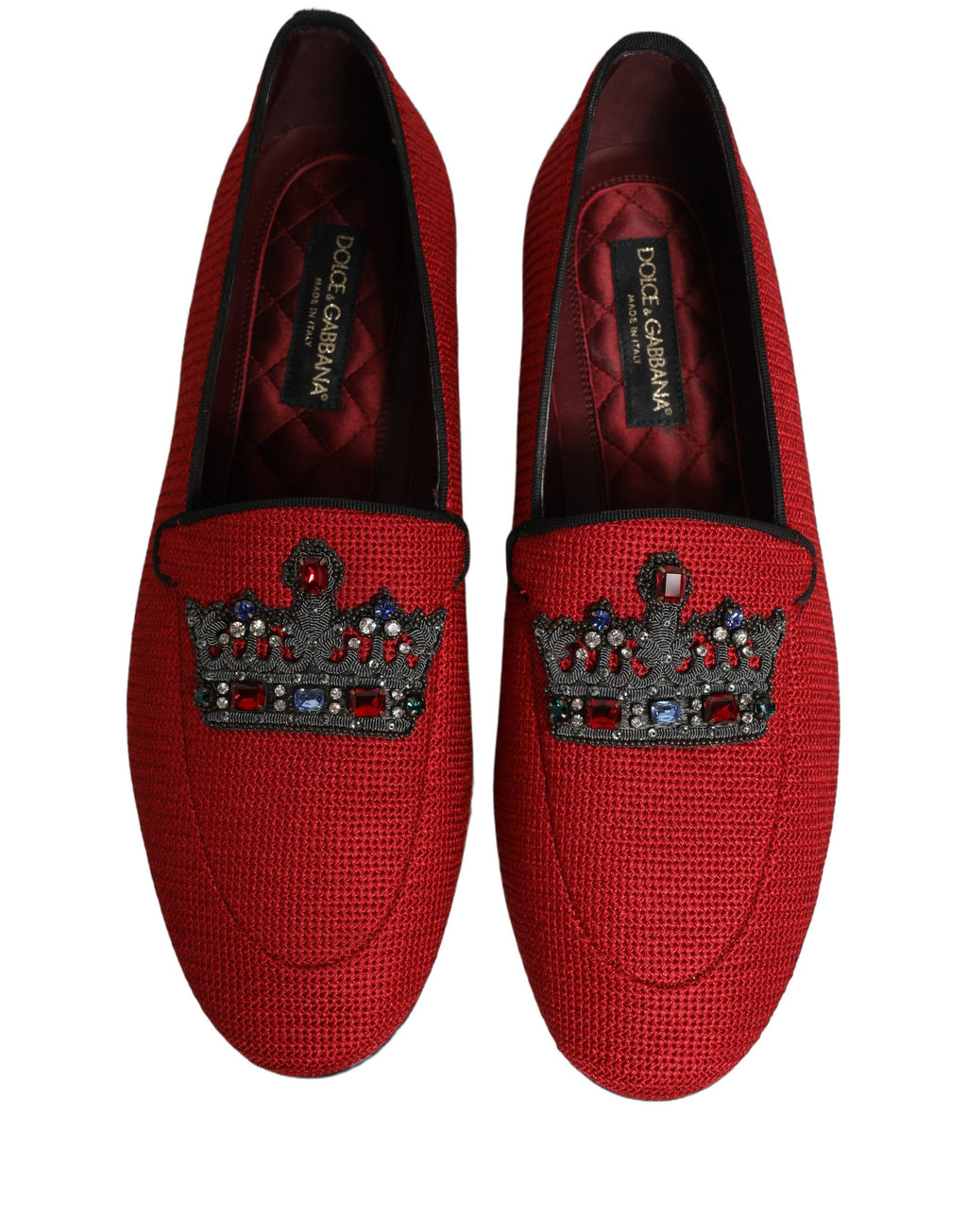 Dolce & Gabbana Red Crown Embellished Dress Loafers Shoes Dolce & Gabbana