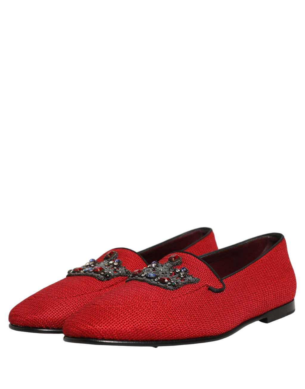 Dolce & Gabbana Red Crown Embellished Dress Loafers Shoes Dolce & Gabbana