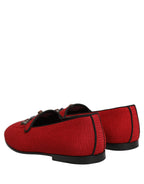 Dolce & Gabbana Red Crown Embellished Dress Loafers Shoes Dolce & Gabbana