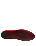 Dolce & Gabbana Red Crown Embellished Dress Loafers Shoes - Eljoys Fashion 
